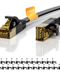 Flat Cat7 Ethernet Cable 2 Pack 8 Ft Ultra Slim Shielded Patch Cord Delivers 10Gbps Speed and 600MHz Bandwidth for PS5 Gaming PC Router Modem and More With 25 Cable Clips Tangle Free High Speed Internet