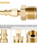 Brass Propane Quick Connect Fitting For RV And Camper Grills, 1 Quarter Inch Disconnect Plug Kit With 1lb Bottle Tank Thread