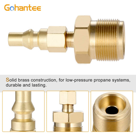 Brass Propane Quick Connect Fitting For RV And Camper Grills, 1 Quarter Inch Disconnect Plug Kit With 1lb Bottle Tank Thread