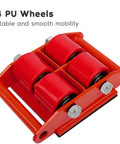 XCFDP Heavy Duty Machinery Skates 6 Ton Moving Dollies with 4 PU wheels for factory equipment transport.