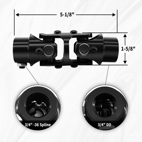 Three Quarter 36 Spline And Three Quarter Double D Black Double U Joint Steering Universal Shaft for Grinding Machines