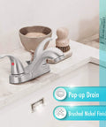 Two Handle Bathroom Sink Faucet With WaterSense Certification In Polished Chrome Slick Curved Design on bathroom vanity