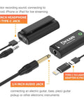 Pocket Guitar Audio Interface For On The Go Recording 24Bit 48KHz Sound Card With Type C And Lightning Plug And Play with cables
