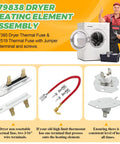 279838 dryer heating element assembly kit with thermal fuses, jumpers, and terminal connectors for efficient drying.