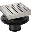 6 Inch Square Shower Floor Drain Kit In Brushed Nickel Finish, High Flow Food Grade 304 Stainless Steel With CUPC Certification, Removable Grid Cover And Hair Filter, Easy Install, Anti Rust Durable Shower Drain For Modern Bathrooms.
