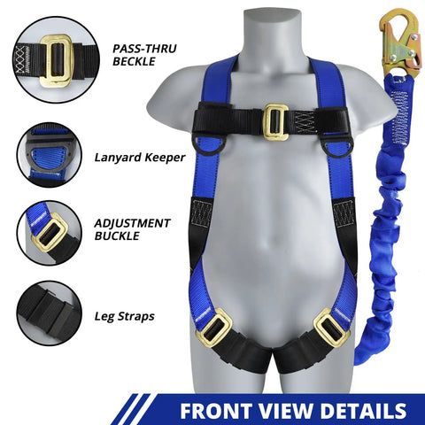 Heavy Duty Full Body Fall Arrest Safety Harness With Six Foot Shock Absorbing Lanyard Ansi Certified Construction Roofing Workhorse Built Tough For Real Deal Field Professionals