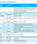 Performance parameters table for Ultimate LCR Meter And ESR Tester With Full Color TFT Display, showing test capabilities
