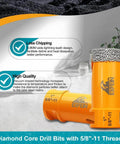 EXFEIN diamond core drill bit for tile with orange body and diamond-coated tip, 5/8-11 thread.