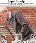 Rock Solid Wall Mounted Stair Handrail And Heavy Duty Grab Bar For Indoor Outdoor Porch Garage With Tight Non Slip Grip and sturdy design.