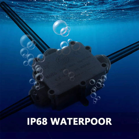 Outdoor Waterproof IP68 Junction Box With 3 Way M25 Connector submerged under water showing durability.
