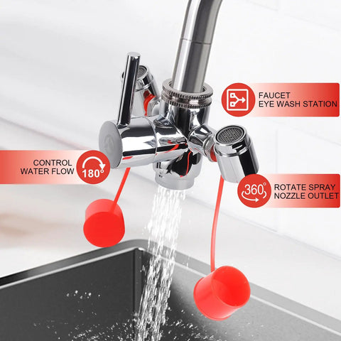 Faucet Mounted Eyewash Station Kit With 360 Degree Rotating Nozzle Emergency Eyewash Attachment For Sinks OSHA Approved