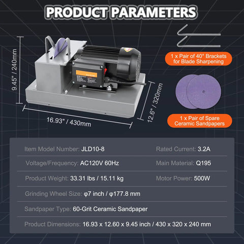Heavy Duty Electric Lawn Mower Blade Sharpener Bench Grinder With Durable Ceramic Wheel And Precision Angle Bracket Built Tough 750W Copper Motor for lawn mower blade restoration.