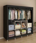 Your Go To Portable Wardrobe With 4 Hanging Rails And Shelves Heavy Duty Steel Frame Black Clothes Organizer Space Saving Closet