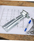 Heavy Duty Truck Door Hinge For Utility Trailer And Refrigerated Truck With Iron Construction And Anticorrosion Finish Delivers High Strength And Stable Temperature Control For Cargo Applications, silver hinge on blueprint
