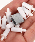 Heavy Duty Shutter Replacement Repair Pins in hand, 0.6 inch plastic and metal design for window screens and curtains.