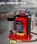 32 Ton Hydraulic Bottle Jack with Air-Operated Lift, Portable Low Profile Design, 64,000 Lb Capacity, heavy duty steel for vehicle lifts