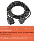 33 Feet OBD2 OBDII 16 Pin Car Extension Cable Male To Female Diagnostic Extender coiled with connectors visible