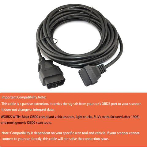 33 Feet OBD2 OBDII 16 Pin Car Extension Cable Male To Female Diagnostic Extender coiled with connectors visible