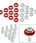 20 Pack M6 Hex Cap Screws And Nuts Assortment Set With Red Aluminum Decorative Washers for motorcycle and car license plates.