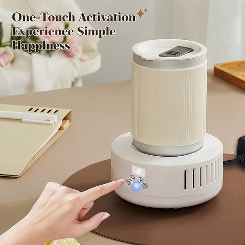 Dual Zone Cup Cooler And Warmer Keeps Your Drinks Totally Chilling Or Scorching Hot Year Round Electric Desk Beverage Station with touch controls