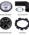 Components of Three Quarters HP Anti Jam Garbage Disposal With Stainless Steel Grinding System Quiet 2700 RPM Household Waste Grinder