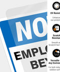 Close-up of Heavy Duty Reflective Aluminum Employees Only Sign Real Deal Staff Access Warning Plate with UV and scratch resistant features