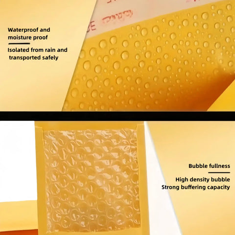 Close-up of Lightweight 5x8 Inch Bubble Mailers Pack Of 30 Self Seal Padded Envelopes showing waterproof kraft exterior and bubble lining.