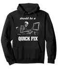Dope IT Programmer Hoodie Featuring Tech Support Skeleton Print, Sick Chill Classic Fit Pullover For Software Engineers And Coders, Lowkey Comfy Men Sweatshirt Gift, black with skeleton graphic