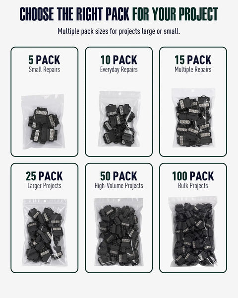 Hella Reliable 15 Pack 3 Port Screw Terminal Aluminum To Copper Wire Connectors With Oxide Inhibitor For Quick House Wiring Upgrades And Easy Junction Box Hook Ups Black Bulk Kit displayed in 15 pack option.