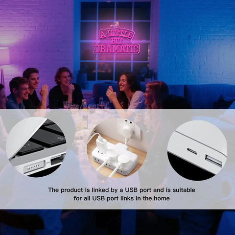 Group enjoying a room lit by Falling Man Neon Sign With Purple LED Glow For Wall Decor Bedroom Game Room Man Cave Bar And Party Vibe Whimsical Drop Into Hole Neon Light Gift For Boys, USB connected.