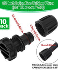 10 Pack One Half Inch Drip Irrigation End Cap Fittings Barbed Lock Nut Plugs for One Half Inch Tubing, black plastic view