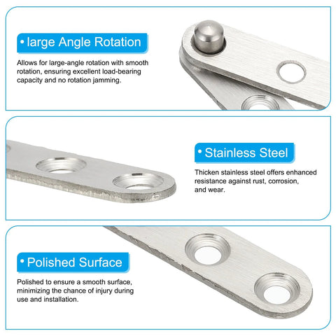 Hidden Door Pivot Hinges 2 Pack 360 Degree Rotation Up Down Shaft Hardware For Secret Doors And Bookcases Sleek Silver Tone Finish Heavy Duty Easy Install PATIKIL showing close-up with polished surface and stainless steel material