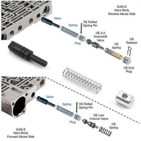 Diagram of Beefed Up Aluminum Transmission Housing Assembly For 4L60E 4L65E 4L70E showing components and assembly details.