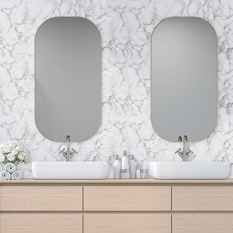 Bathroom with Marble Contact Paper Peel And Stick Self Adhesive 15.7 Inch By 118 Inch Glossy White And Grey Marble backsplash