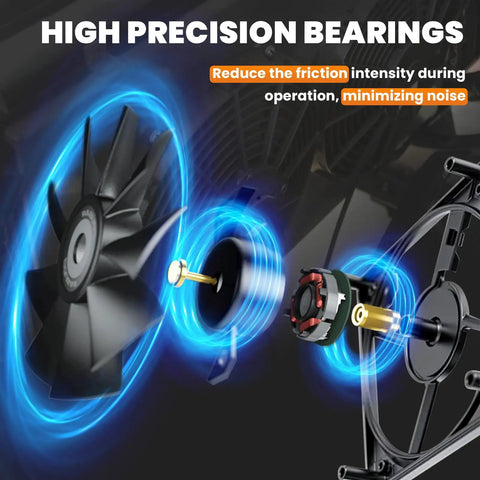 High precision bearings of the Straight Bolt On Tough Built AC Condenser Radiator Cooling Fan Assembly for reduced friction.