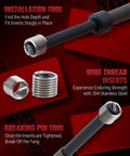 Heavy Duty SAE Helicoil Thread Repair Kit with HSS Drill Bits and Taps including wire thread inserts, installation, and breaking tools.
