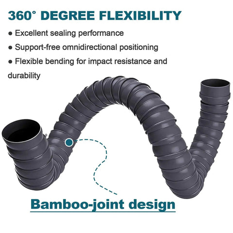 Pro Grade Soldering Fume Extractor With Rock Solid 360 Pivot Arm showing flexible black duct with bamboo-joint design for precise positioning.