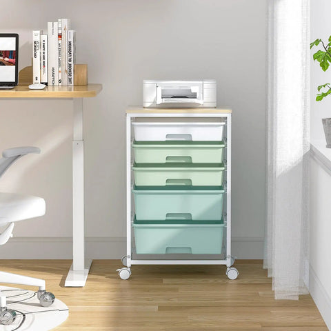 Truly Clutch Rolling Cart With Drawers Featuring Five Deep Slide Out Compartments In Classic Light Green Designed To Tackle Daily Clutter And Keep Your Belongings Securely Stashed And Totally Organized
