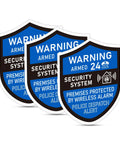 3 Pack Home Security Alarm Signs Weatherproof Self Adhesive 24 Hour Warning Stickers with blue security design