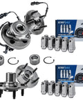 Front And Rear Wheel Hub Bearings Kit With 20 Chrome Lug Nuts For 2006 2010 Ford Explorer Sport Trac Mercury Mountaineer
