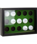 15 Ball Golf Ball Display Case Wooden Shadow Box With Acrylic UV Dust Cover Wall Mount Or Freestanding For Golf Ball Collectors