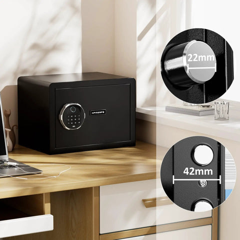 Compact Biometric Safe Box With 0.8 Cu Ft Capacity, Fingerprint Scanner Unlocks In 0.3 Seconds, Fireproof Bag Included