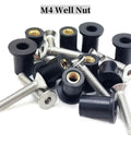 63 Piece M4 M5 M6 Rubber Well Nuts Kit With Premium Brass Insert Bushings And Weather Resistant Stainless Steel Screws close-up of M4 well nuts and screws.