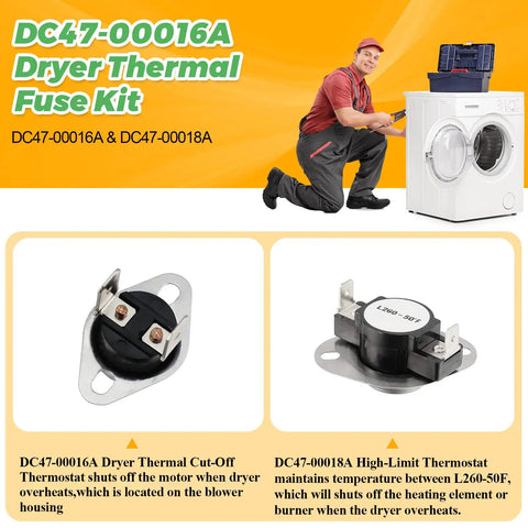 Dryer Repair Kit With Thermal Fuse Thermostat Thermistor And High Limit Thermostat For Samsung LG Kenmore Dryers, technician with tools