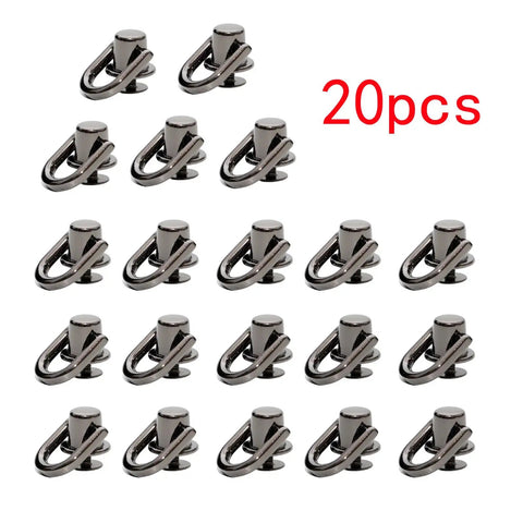 Hella Sturdy Gun Black D Ring Purse Hardware Kit Featuring Premium Zinc Alloy Ball Post Stud Screws And Slick Metal Rivets For Top Tier Leather Craft Projects - 20 metal D-ring studs arranged in a grid.