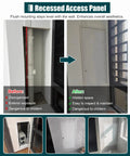 Heavy Duty Steel Drywall Access Door And Lockable Maintenance Hatch For Attic Kitchen Or Bathroom Wall Featuring Secure Key Combo And Hassle Free Install Setup 28 By 54 Inches before and after installation images.