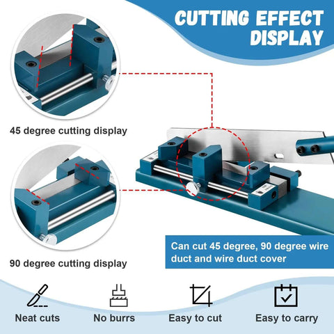 PVC Wire Duct Cutter Tool For Open Slot Duct And Cover Cutting, 45 Degree And 90 Degree Angles, Cutting Effect Display