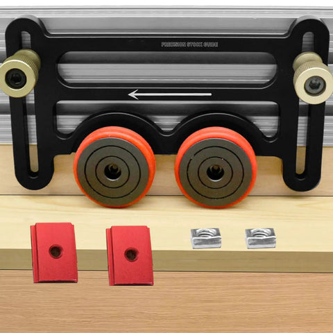 Precision Table Saw Guide Featherboard With Sliding Blocks And Double Wheel Bearing Roller for smooth woodworking cuts.