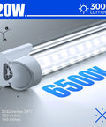 2Ft LED Shop Light 20W 3000LM 6500K T8 Fixture With Clear Cover Linkable Ceiling Tube