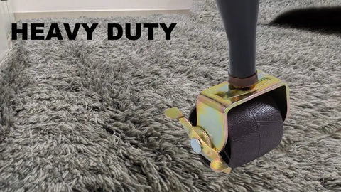 Heavy Duty Bed Frame Casters With Locking Wheels Set Of 4 With Socket Inserts And Metal Stem on carpet, close-up view